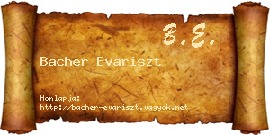Bacher Evariszt névjegykártya